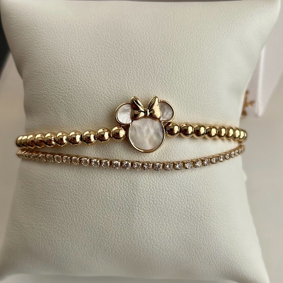 Disney Minnie Mouse Rhinestone & Charm Fine Silver Bracelet BNIB - Picture 4 of 11